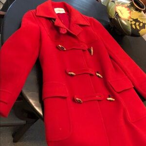 Calvin Klein Collection Red Toggle Pea Coat